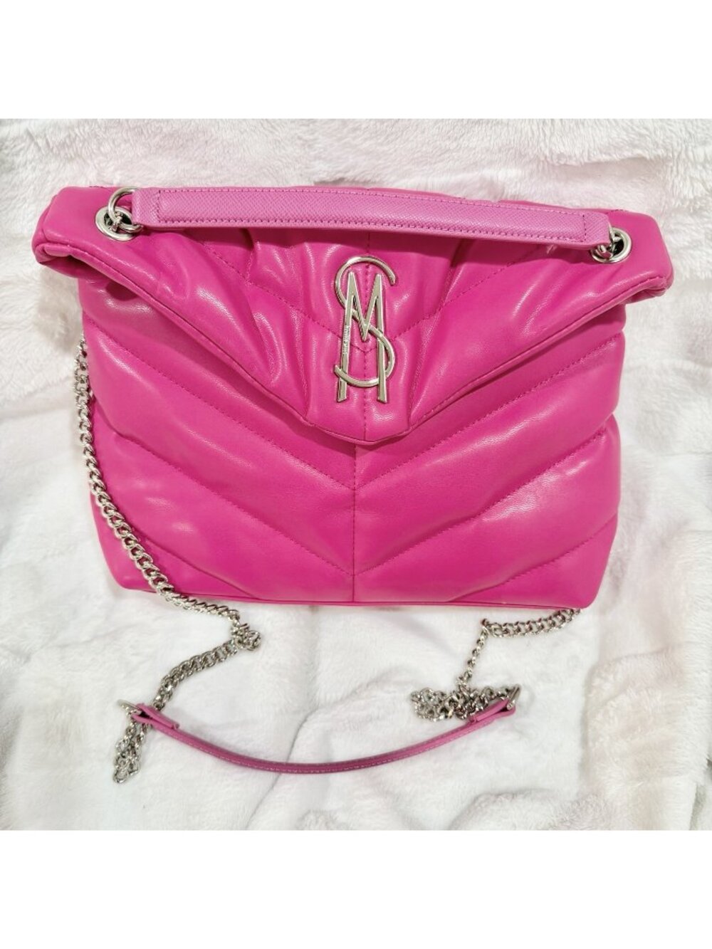 Steve Madden Pink Quilted Shoulder Bag Purse Silver Chain Y2K Barbiecore